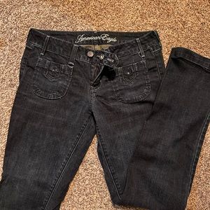 Dark wash, straight leg jeans